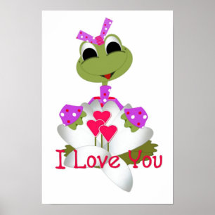 Póster Rana verde y corazón que te encanta imprimir