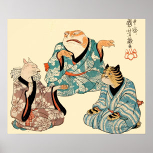 Póster Rana y Tigre jugando un juego cómico de Ken