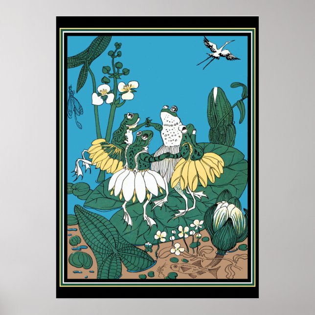 Póster Ranas bailando en un lípad (Frente)
