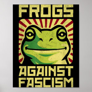 Póster Ranas Contra el Fascismo Protestan Democracia Frog