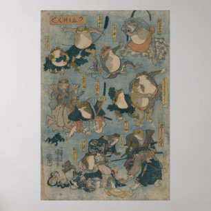 Póster Ranas de Ukiyo-e