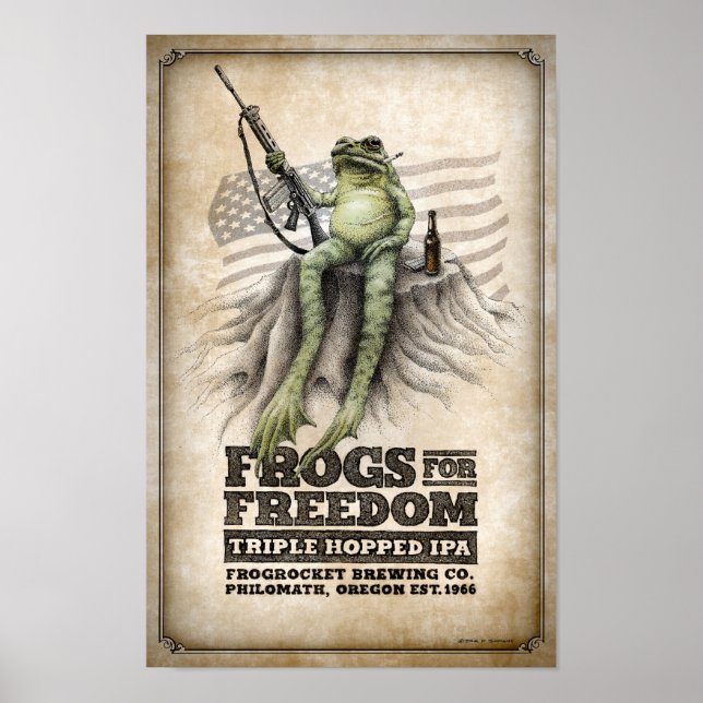 Póster Ranas para el IPA triple-saltado por la libertad (Frente)