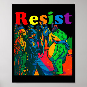 Póster Ranas resisten protesta de rana de Portland Vintag