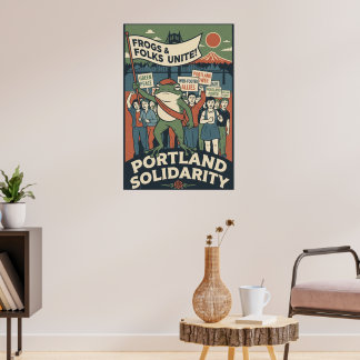 Póster Ranas y Gente Unida – Cartel de Solidaridad de Por