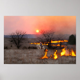 Póster Rancher de Kansas comprueba la línea de fuego