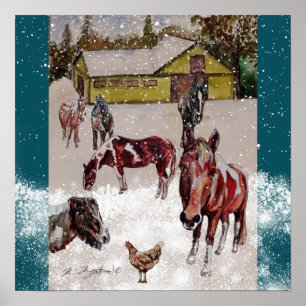 Póster Rancho de invierno de las colinas del oeste (cabal