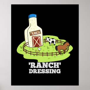 Póster Rancho Vestido Gracioso Pun de Comida Oscuro BG
