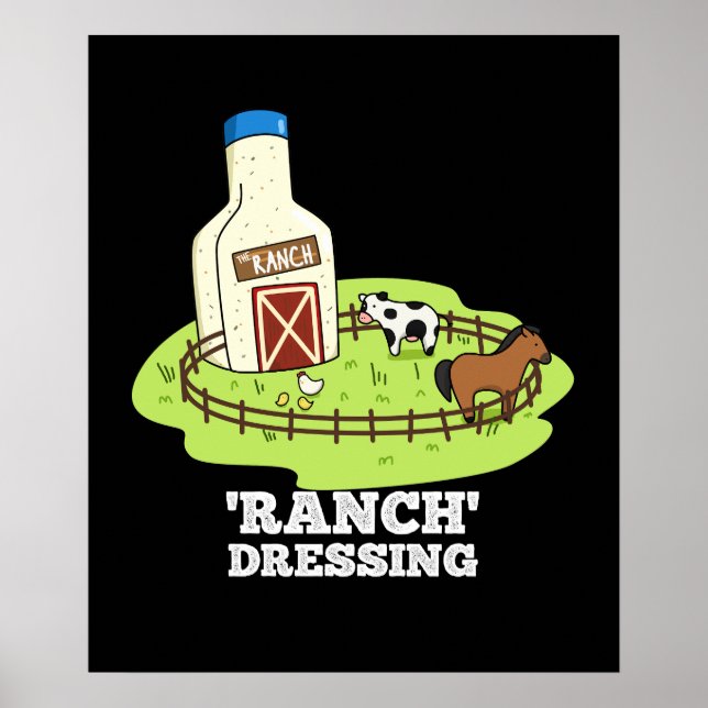 Póster Rancho Vestido Gracioso Pun de Comida Oscuro BG (Frente)