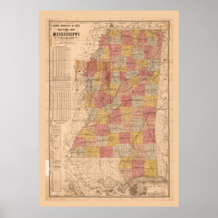 Póster Rand, mapa seccional de McNally de Mississippi