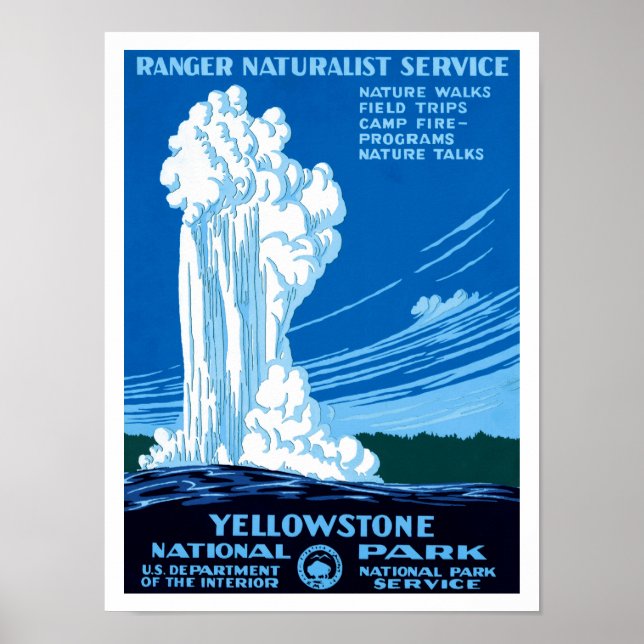 Póster Ranger Naturalist Service ~ Yellowstone (Frente)
