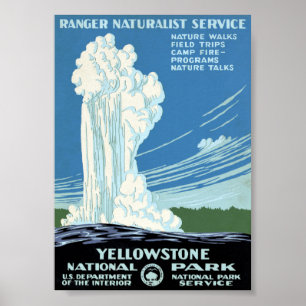 Póster Ranger Naturalist Service Yellowstone Vintage Post