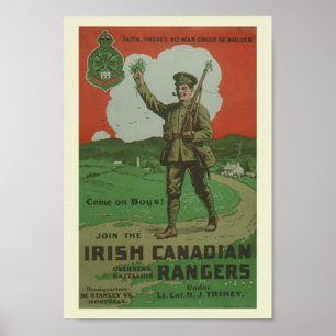 Póster Rangers irlandés del WW1 en Canadá