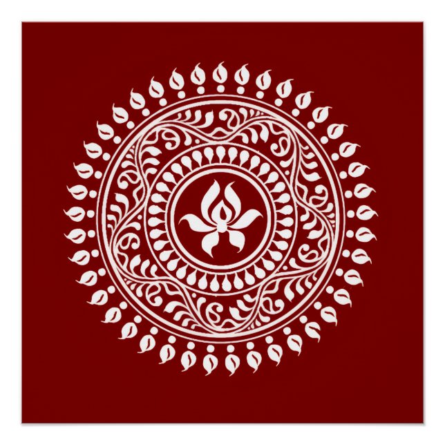 Póster Rangoli festivo rojo y blanco (Anverso)