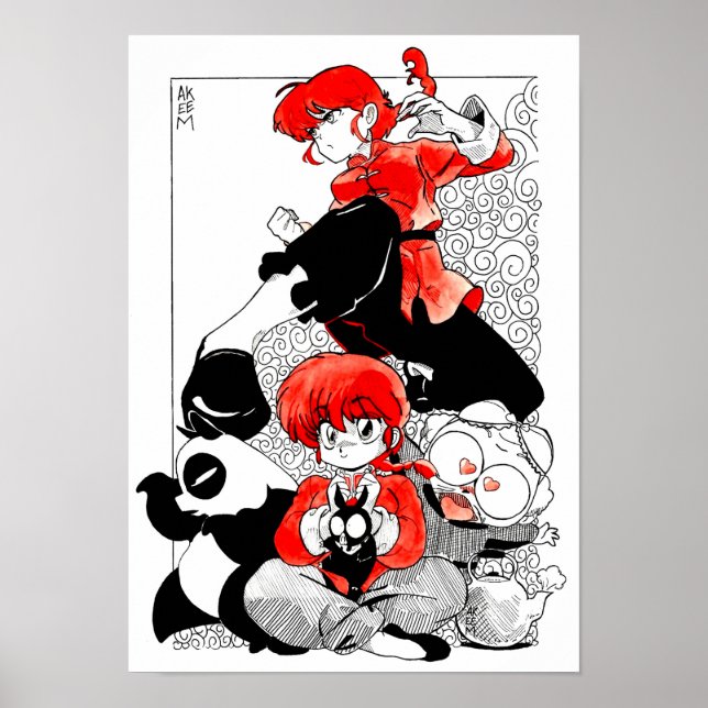 Póster Ranma 1/2 fanart @Akeemakart (Frente)