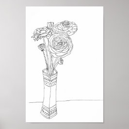 Póster Ranunculus floral bouquet ilustracion estampado