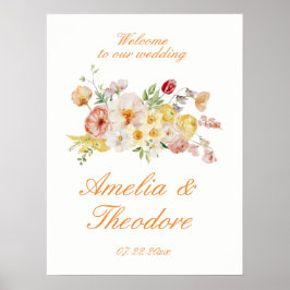 Póster Ranunculus Garden Wedding Welcome Sign