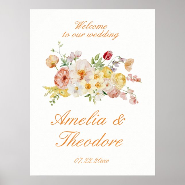 Póster Ranunculus Garden Wedding Welcome Sign (Frente)