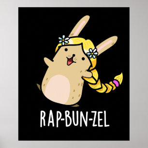Póster Rap-bun-zel Funny Bunny Pun Dark BG