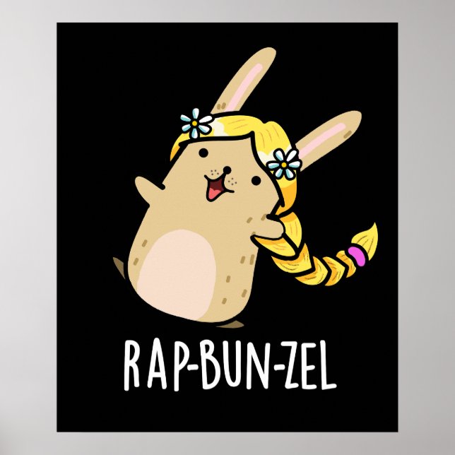 Póster Rap-bun-zel Funny Bunny Pun Dark BG (Frente)