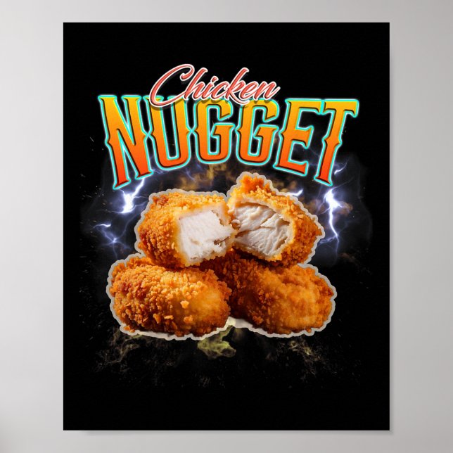 Póster Rap clandestino divertido nugget de pollo vintage  (Frente)