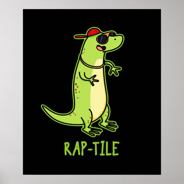 Póster Rap-tile Funny Reptile Lizard Pun Dark BG (Frente)