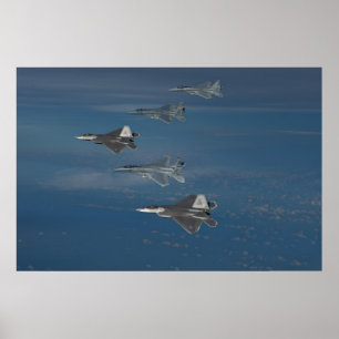Póster Rapaces F-22 y F-15 Eagles