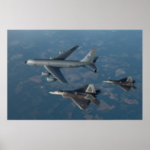 Póster Rapaces F-22 y KC-135 Stratotanker
