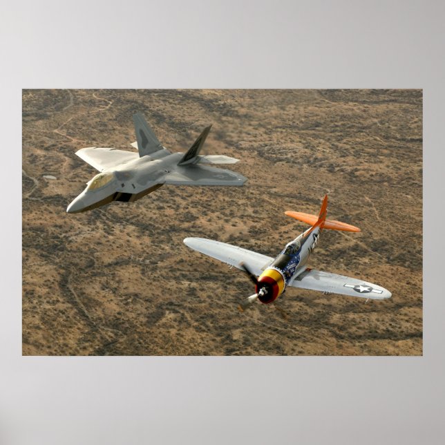 Póster Rapaz de F-22A y rayo P-47 (Frente)