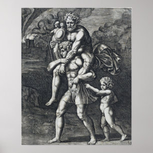 Póster Raphael - Aeneas Caranting Anchises