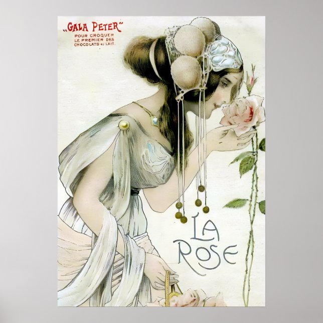 Póster Raphael Kirchner, La Rosa - Art Nouveau (Frente)