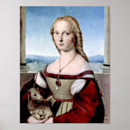 Póster Raphael - Lady con unicornio - Raffaello Santi