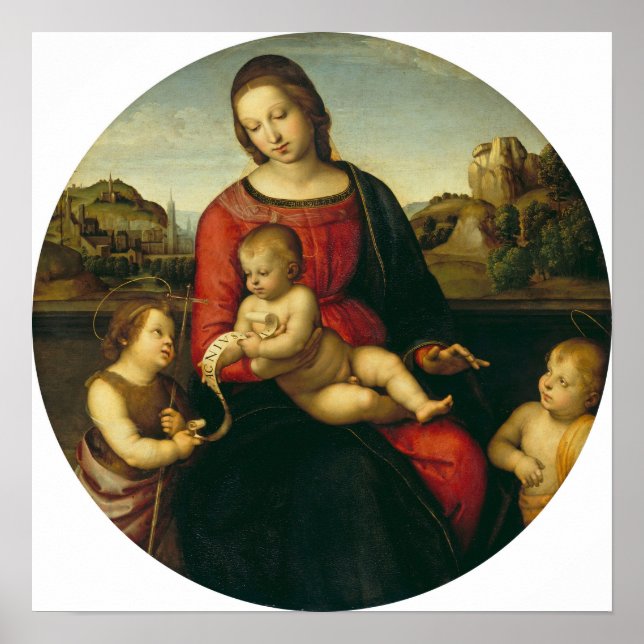 Póster Raphael - Mary With Child John Baptist And A Holy… (Frente)