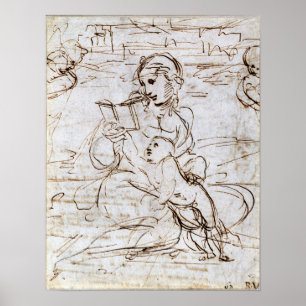 Póster Raphael - Reading Madonna And Child In A Landscap…