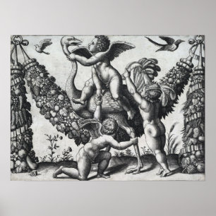 Póster Raphael - Tres Putti Antes De Un Gran Garland