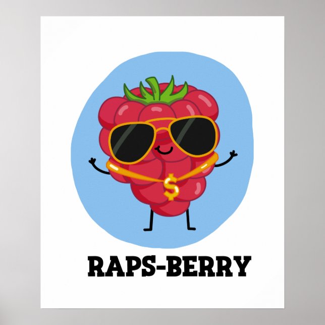Póster Raps-berry Funny Rapper Raspberry Pun (Frente)
