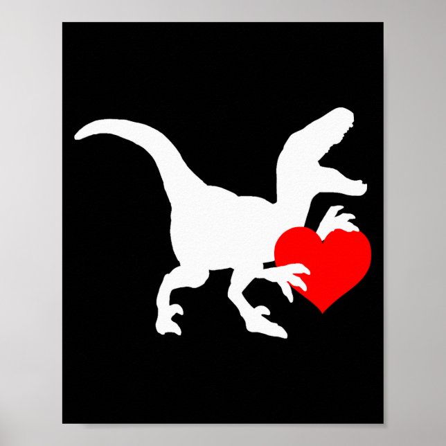 Póster Raptor Love Valentines Day Gift Dino Raptor Heart  (Frente)