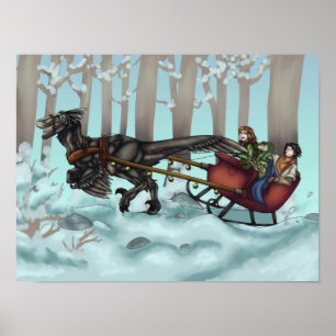 Póster Raptor Sleigh Ride