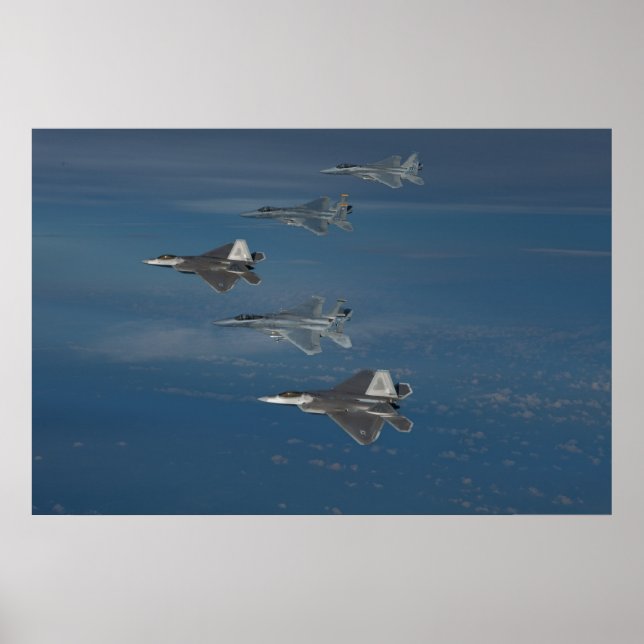 Póster Raptores F-22 y águilas F-15 (Frente)