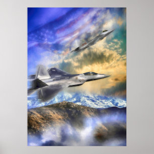 PÓSTER RAPTORES POR AMÉRICA F22 JET