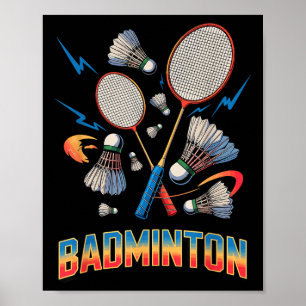 Póster Raqueta de voleo de jugador de bádminton vintage d