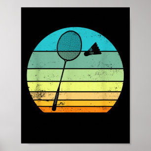 Póster Raqueta Retro Vintage de Bádminton Jugador 