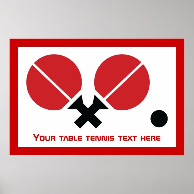 Póster Raquetas de ping pong de ping pong y pelota negra, (Frente)