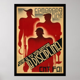 Póster Rara propaganda española de guerra civil - Discipl
