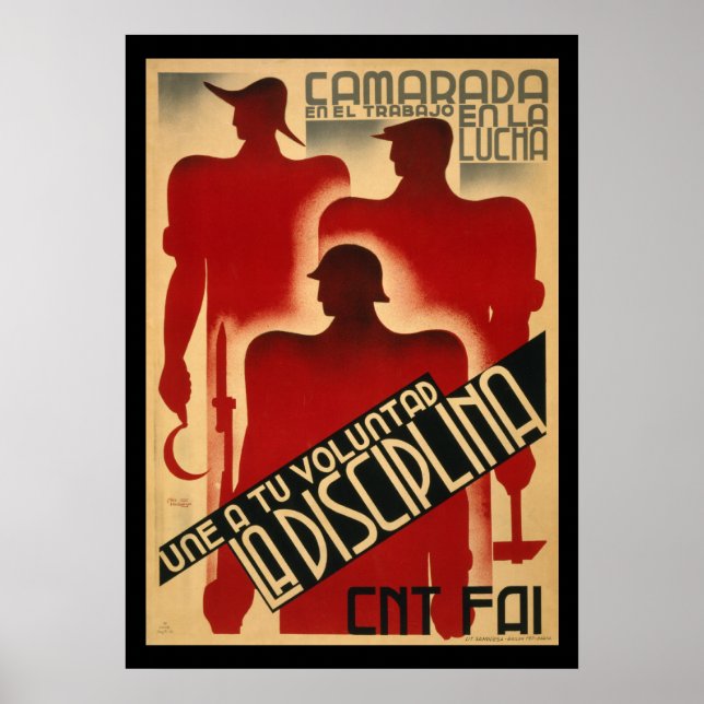 Póster Rara propaganda española de guerra civil - Discipl (Frente)