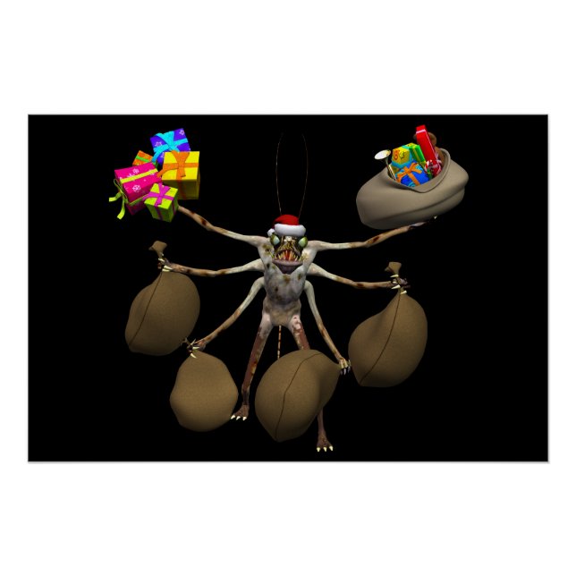 Póster Raro Araña Santa Claus con las manos enteras (Anverso)