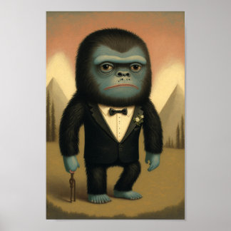 Póster Raro Fantasy Bigfoot Sasquatch Guy