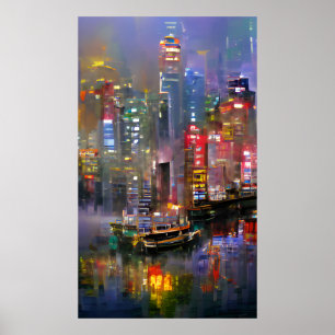 Póster Rascacielos - Colorida pintura abstracta