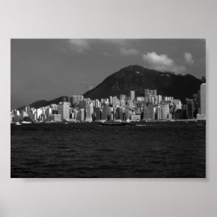 Póster Rascacielos de la bahía de Hong Kong de China vint