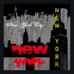 Póster Rascacielos de Manhattan del Pop Art New York City<br><div class="desc">Obra digital al estilo pop contemporáneo - Estatua de la libertad,  rascacielos Poster de arte</div>