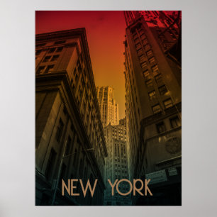 Póster Rascacielos Puesta de Sol Vintage Nueva York